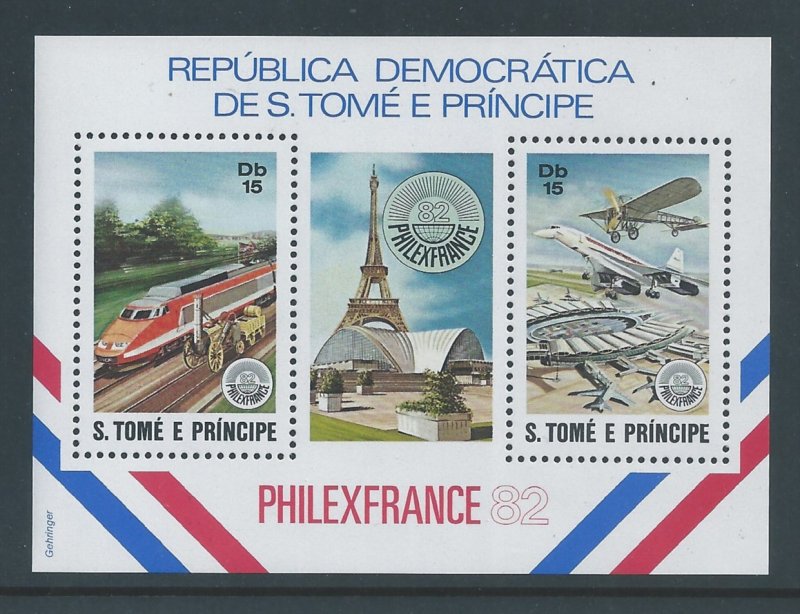 St. Thomas & Prince Isl. #652a NH PhilexFrance '82 - Train, Planes SS