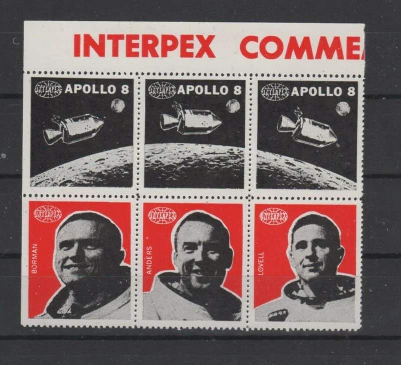 USA - Block of 6 Interpex Expo Stamps featuring Apollo 8 Astronauts - MNH