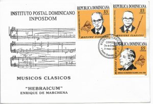 DOMINICAN REPUBLIC, REP. DOMINICANA YEAR 2000 CLASSIC MUSICIANS MUSIC FDC COVER