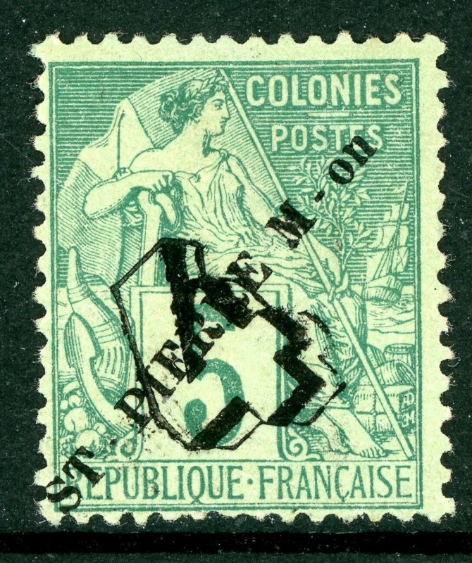 St Pierre et Miquelon 1892 French Colony SPM 4¢/25¢ Green Sc #48 Mint N270