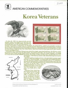 USPS COMMEMORATIVE PANEL #246 KOREAN WAR VETERANS #2152