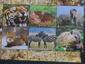 MALAWI-2011 ENDANGER ANIMALS-LOVELY ZEBRA-TIGER-DEER -ELEPHANTS-ECT. -MNH S/S