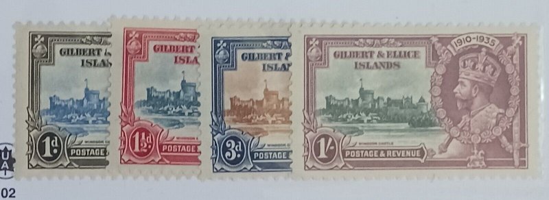 1935 Gilbert & Ellice Scott #33-36 Mint Hinged Complete Silver Jubilee George V 