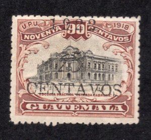 Guatemala 1922 25c on 90c (black) Surcharge, Scott 183 MH, value = $1.00