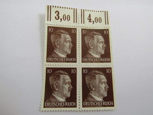 Germany 1941-44, Scott #512 block of 4 MNH 10pf No Gum, Hitler Head Issue,