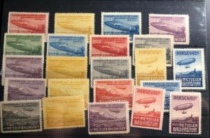 Mint Austria Early 1900s Parseval VI Balloon Airship Labels Stamp Collection Lot