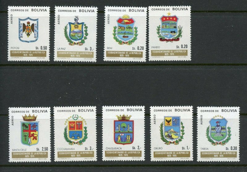 BOLIVIA SCOTT# 566-8 C336-41 CEFILCO#926-34 DEPARTMENT COAT OF ARMS MNH AS SHOWN