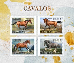 MOZAMBIQUE - 2016 - Horses - Perf 4v Sheet -Mint Never Hinged