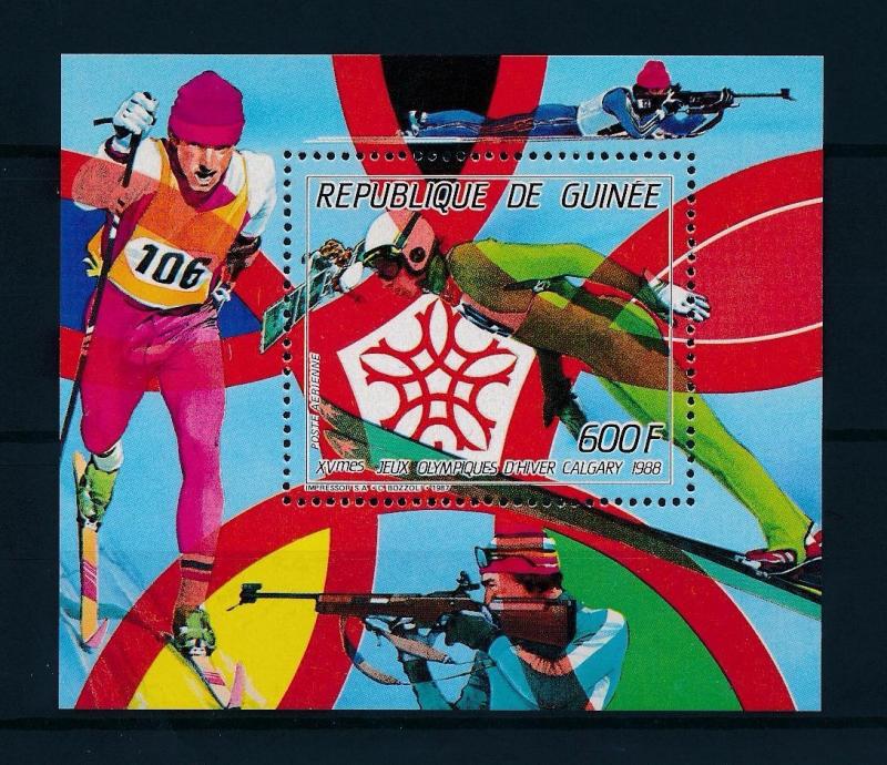 [54947] Guinea 1987 Olympic games Calgary Ski jumping MNH Sheet