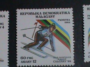 MALAGASY STAMP:1988-SC#846-50 CALGARY'88  WINTER OLYMPIC GAMES STAMPS MNH SET.