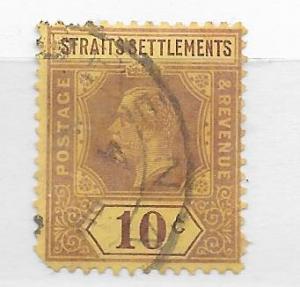 Straights Settlements #158 10c King George V (U) CV $1.10