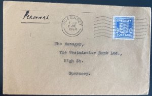 1944 Guernsey Channel Islands Germany Occupation Cover To Westminster Bank