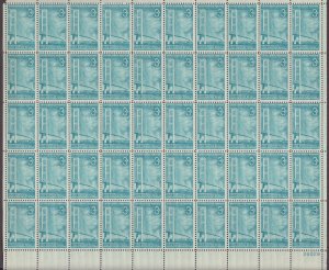 USA, 1109, MACKINAC BRIDGE, MINT NH, VINTAGE 1950'S, FULL SHEET OF 50