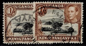 KENYA UGANDA TANGANYIKA GVI SG145b + 145ba, 1s SHADE VARIETIES, FINE USED.