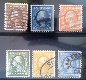 Scott #377-382 - WF Lot - Used - 1910-11