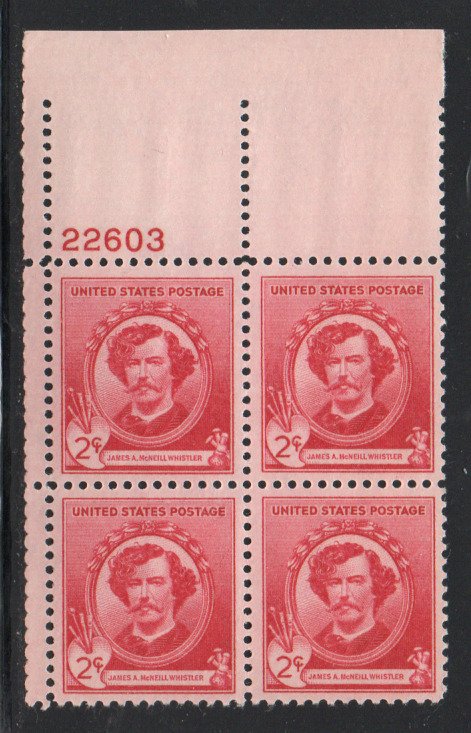 ALLY'S US Plate Block Scott #885 2c James Whistler - Lot of 5 [4] MNH F/VF [STK]