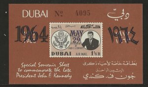 Dubai Sc SC #54a (see footnote) Kennedy Souvenir Sheet overprinted NH VF