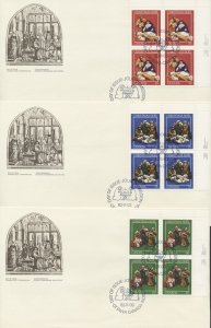 1982 #973-975 Set of 3 Christmas FDCs, UR Plate Blocks, CPC Cachets