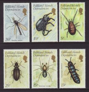 Falkland Islands Dependencies 1L66-1L71 Insects MNH VF