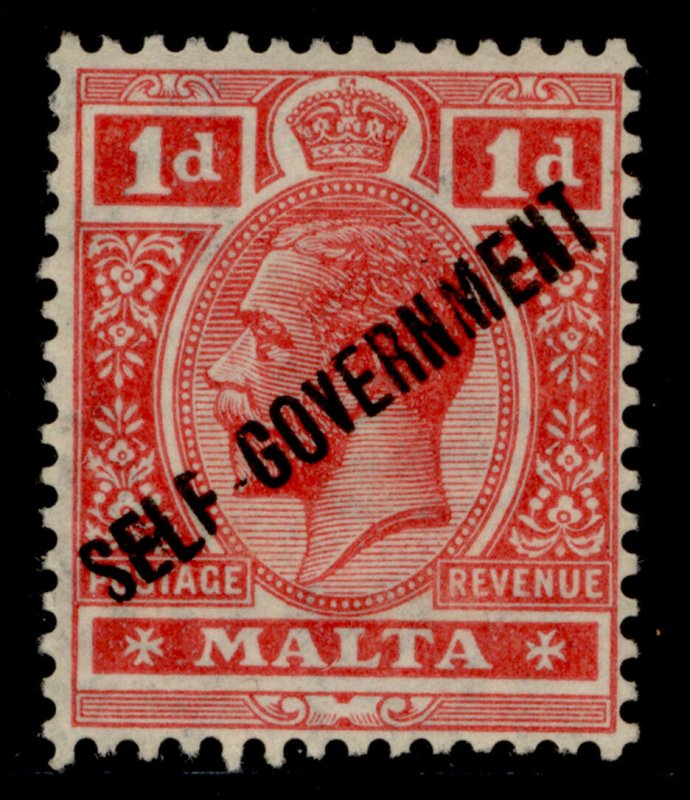 MALTA GV SG116, 1d scarlet, M MINT.