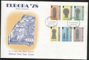 Isle of Man Scott 143a and 136a Europa 1976 FDC Maxim