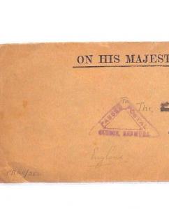 Commonwealth Covers 1917 BERMUDA Official WW1 Triangular POSTAL CENSOR FF162