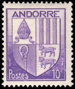 French Andorra 78 - Mint-H - 10c Coat of Arms (1944)