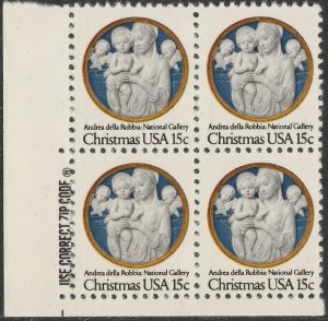 US 1768 Christmas Madonna & Child 15c zip block LL MNH 1978