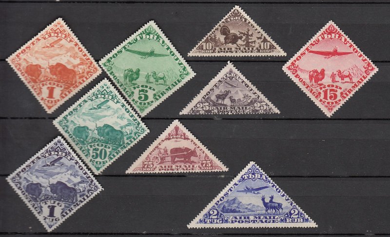 J25933 jlstamps 1934 tanna tuva set mnh #c1-9 airplanes animals