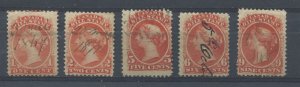 Canada 1865 71, 2, 5, 6, and 9 cents Bill Stamps used