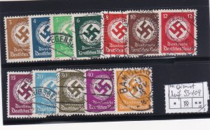 1934 Germany stamp Official complete set Used (Mi 0132-0143)