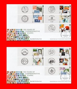 GB 2024  100 Years of Commemorative Stamps - Smilers/Collector Sheet FDC x 2