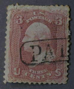 United States #65 Used VG Good Color 'PAID' Cancel in Cartouche