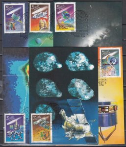 Hungary, Scott cat. 2972-2977. Halley`s Comet, Max. Cards.