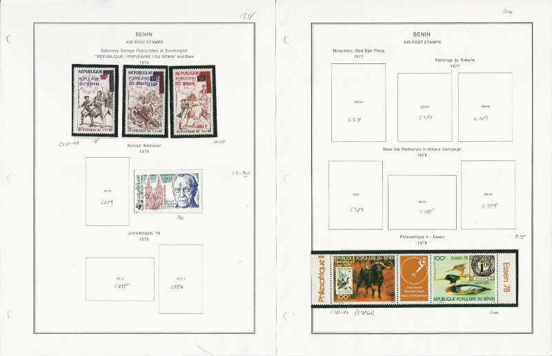 Benin Stamp Collection on 6 Steiner Pages, 1977-1985 Most Mint NH, JFZ