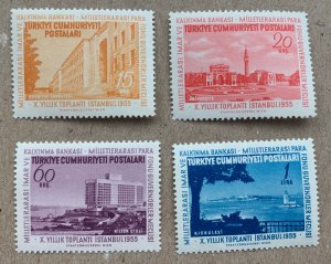 Turkey 1955 Bank of Reconstruction, MNH. Scott 1171-1174, CV $2.45