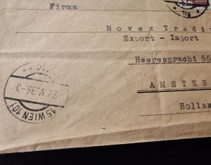 Austria. Envelope with postage stamps and postmarks, ad...