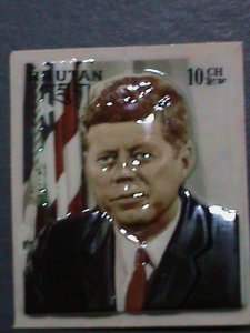 ​BHUTAN-1972 SC#145 JOHN F. KENNEDY PLASTIC HEAT MOLDED 3D MNH VERY FINE