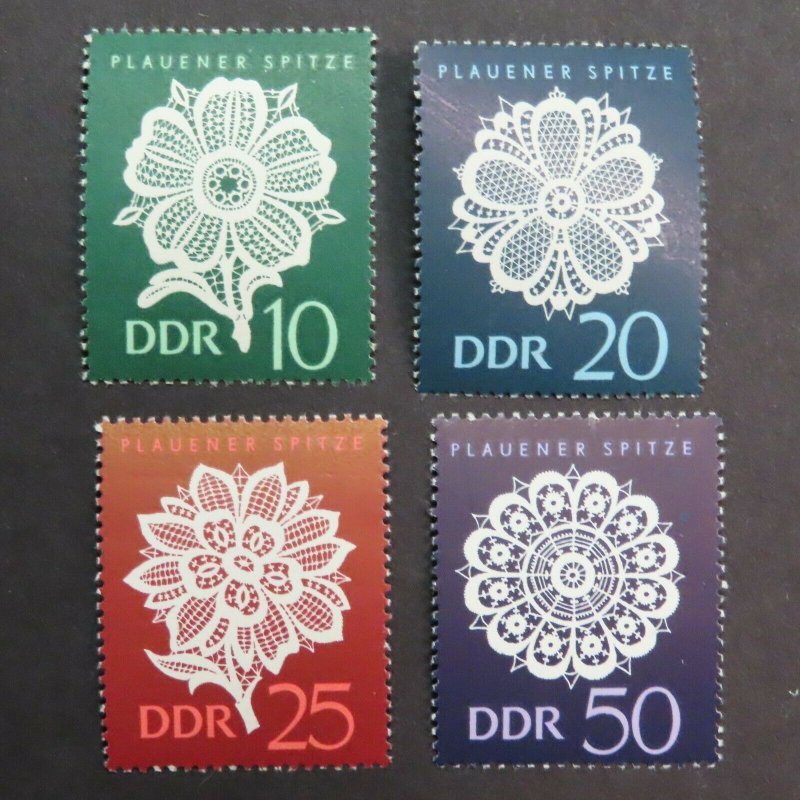 HuskyStamps ~ Germany DDR #837-840, set of 4, MNH, Lace,  6 pictures