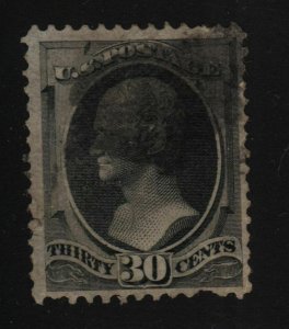 1873 Alexander Hamilton Sc 165 used 30c gray black, faults