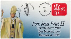 AO-U581, 1979, Pope John Paul II, Visit to US, Add-on Cover (2018), Des Moines I