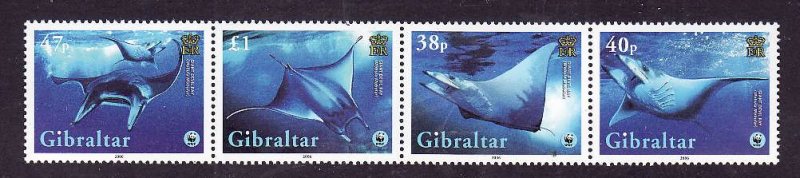 Gibraltar-Sc#1037-unused NH set-Marine Life-WWF-Giant Devil Ray-2006-