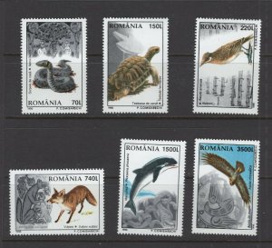 Romania #4121-26 (1996 Wildlife set) VFMNH  CV $4.05