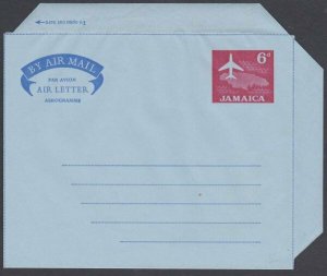 JAMAICA QE 6d Plane / Map aerogramme unused.................................K479