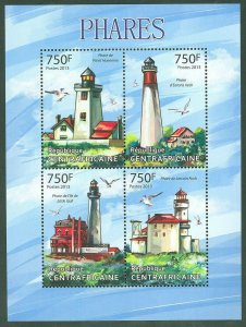 CENTRAL AFRICA 2013 LIGHTHOUSES SHEET MINT NH