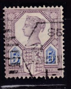 Great Britain 1887 5d lilac & blue  Queen QV Jubilee F/ VF/Used/(o)