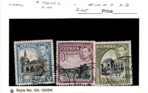 Cyprus, Postage Stamp, #150-152 Used, 1938 King George (AB)