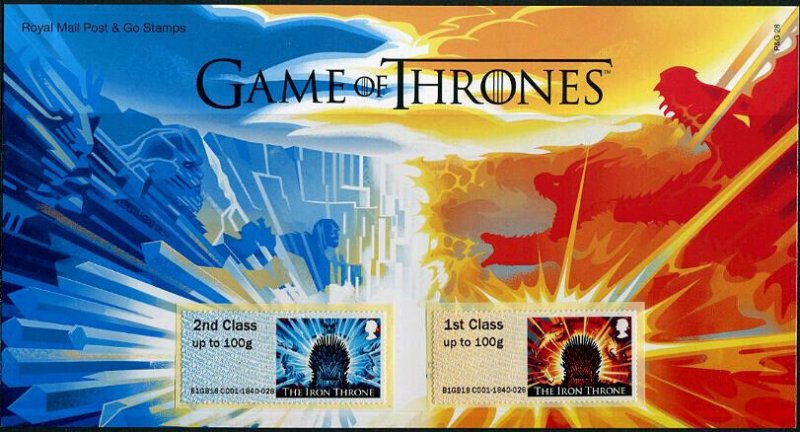 HERRICKSTAMP GREAT BRITAIN UNL Game of Thrones Post & Go