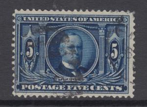 US Sc 326 used. 1904 5c McKinley, Louisiana Purchase, F-VF