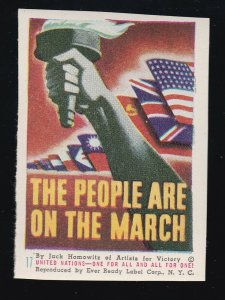 US Vintage WWII Patriotic Poster Stamp  The People are on the March M OG NH